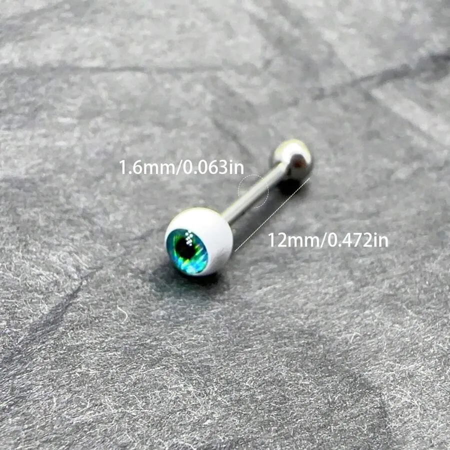 15305 1b-052 Piercing de lengua blanca brillante con película brillante y reflectante