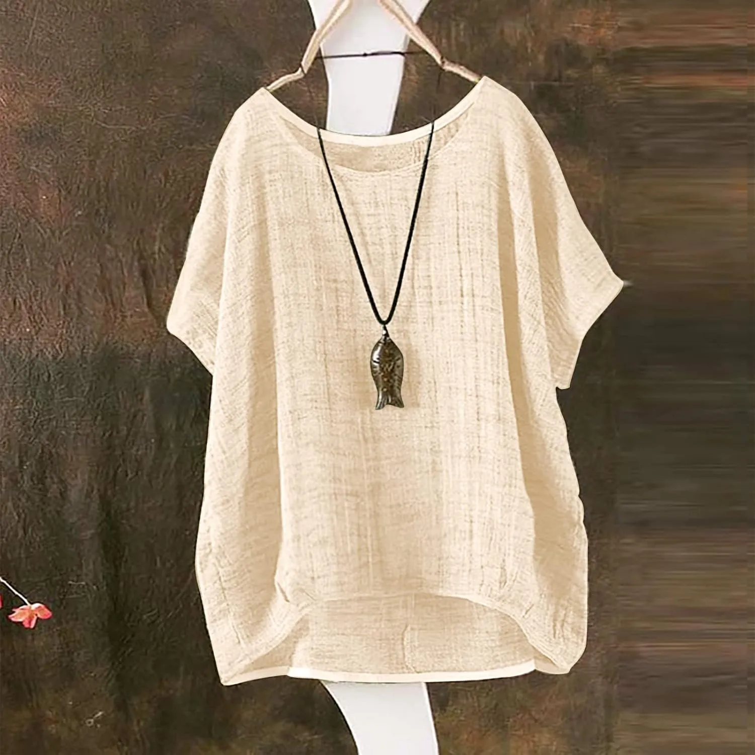 Button Down Shirts for Women V Neck Solid Color Loose Top T Shirt Casual Shirt Solid Color Basic 3/4 Sleeve Tops