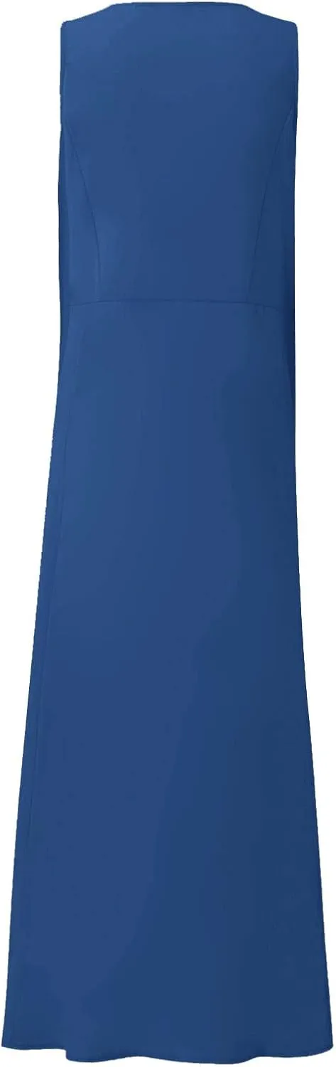 Cotton Linen Dresses for Women 2025,Plus Size Sleeveless Casual Loose Fit Comfy Vacation Beach Sundresses with Pockets