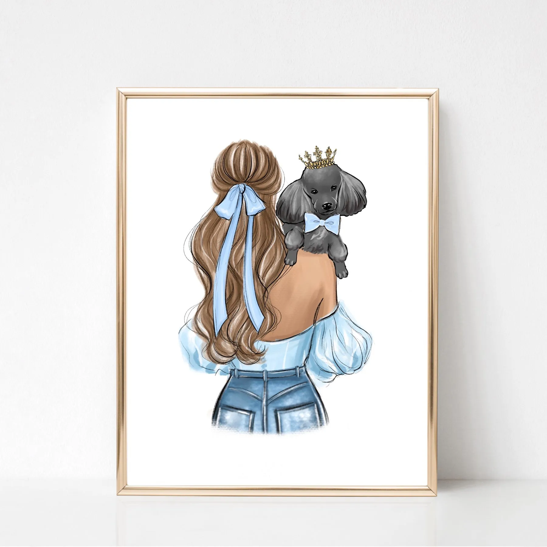 Custom dog mom drawing, personalized pet portrait