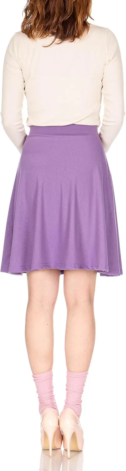 Dani's Choice Simple Stretch A-line Flared Knee Length Skirt