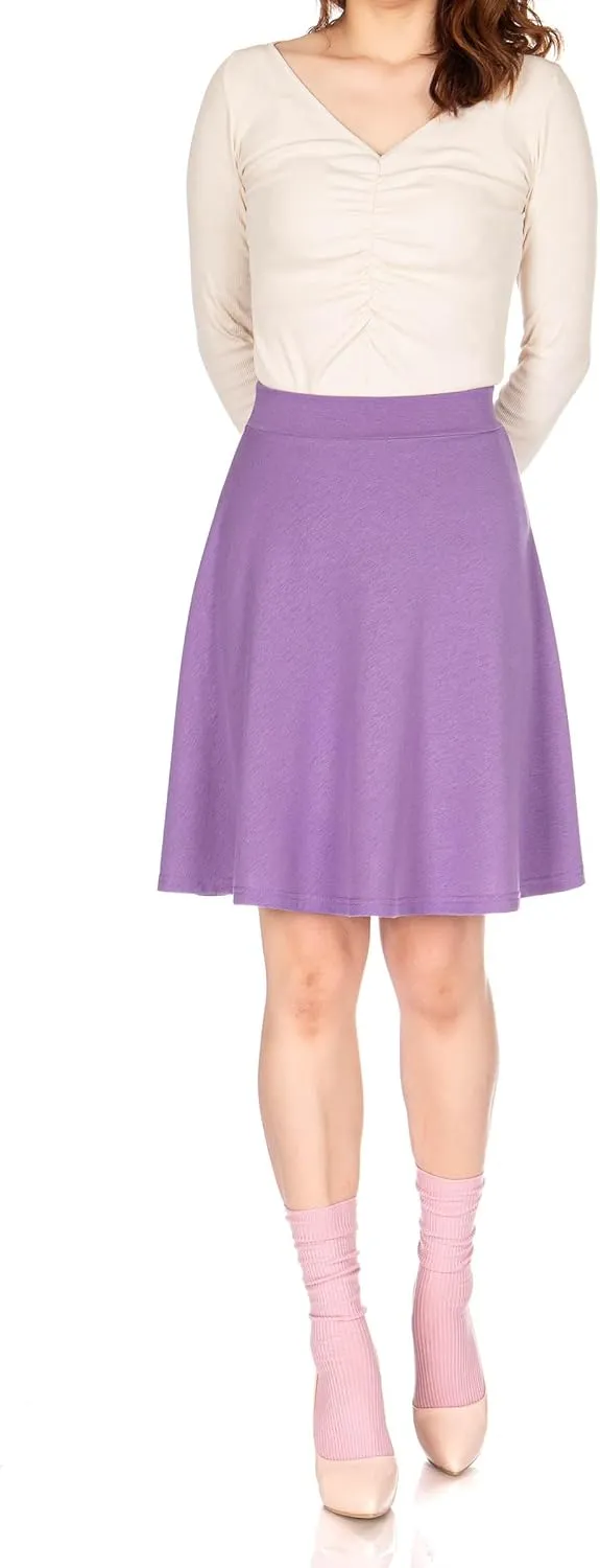 Dani's Choice Simple Stretch A-line Flared Knee Length Skirt