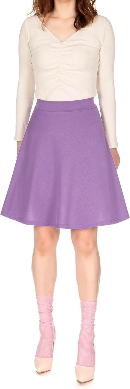 Dani's Choice Simple Stretch A-line Flared Knee Length Skirt