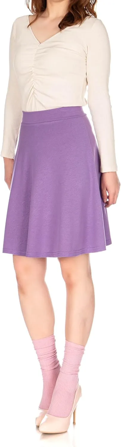 Dani's Choice Simple Stretch A-line Flared Knee Length Skirt