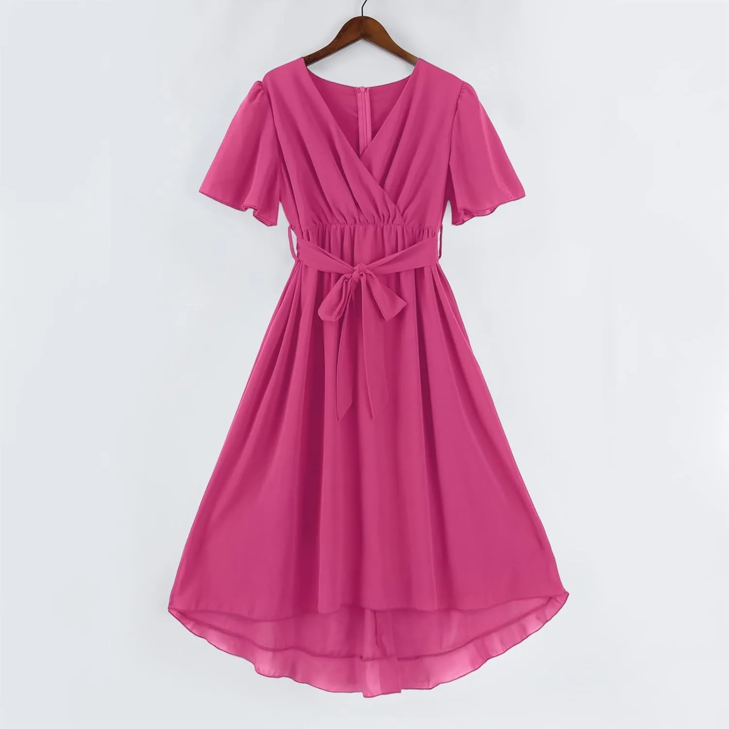 Dresses for Women 2025 Elegant Classy Boho Floral V Neck Belted Summer Sundress Wedding Guest Prom Cocktail Midi Dress