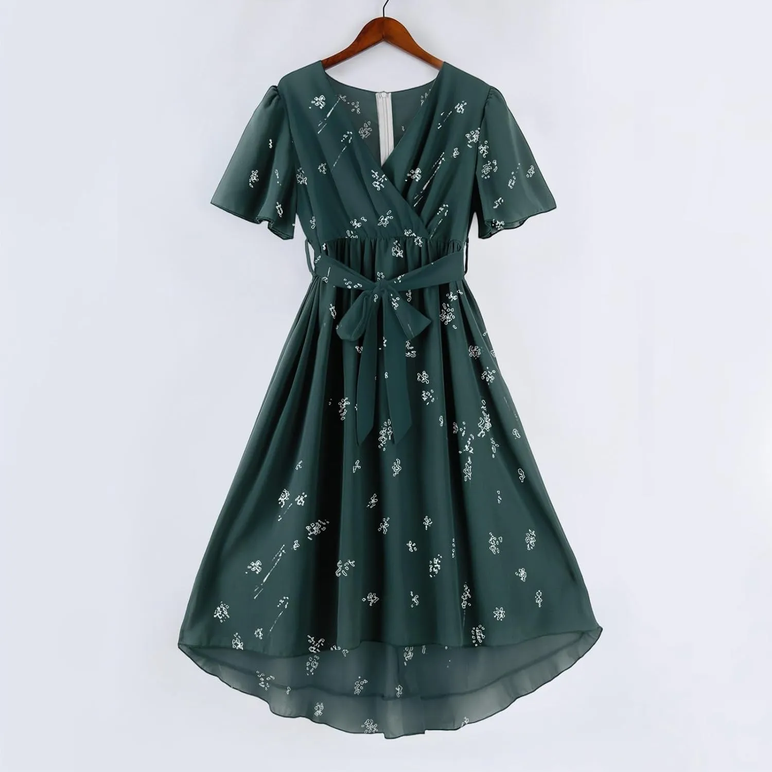 Dresses for Women 2025 Elegant Classy Boho Floral V Neck Belted Summer Sundress Wedding Guest Prom Cocktail Midi Dress
