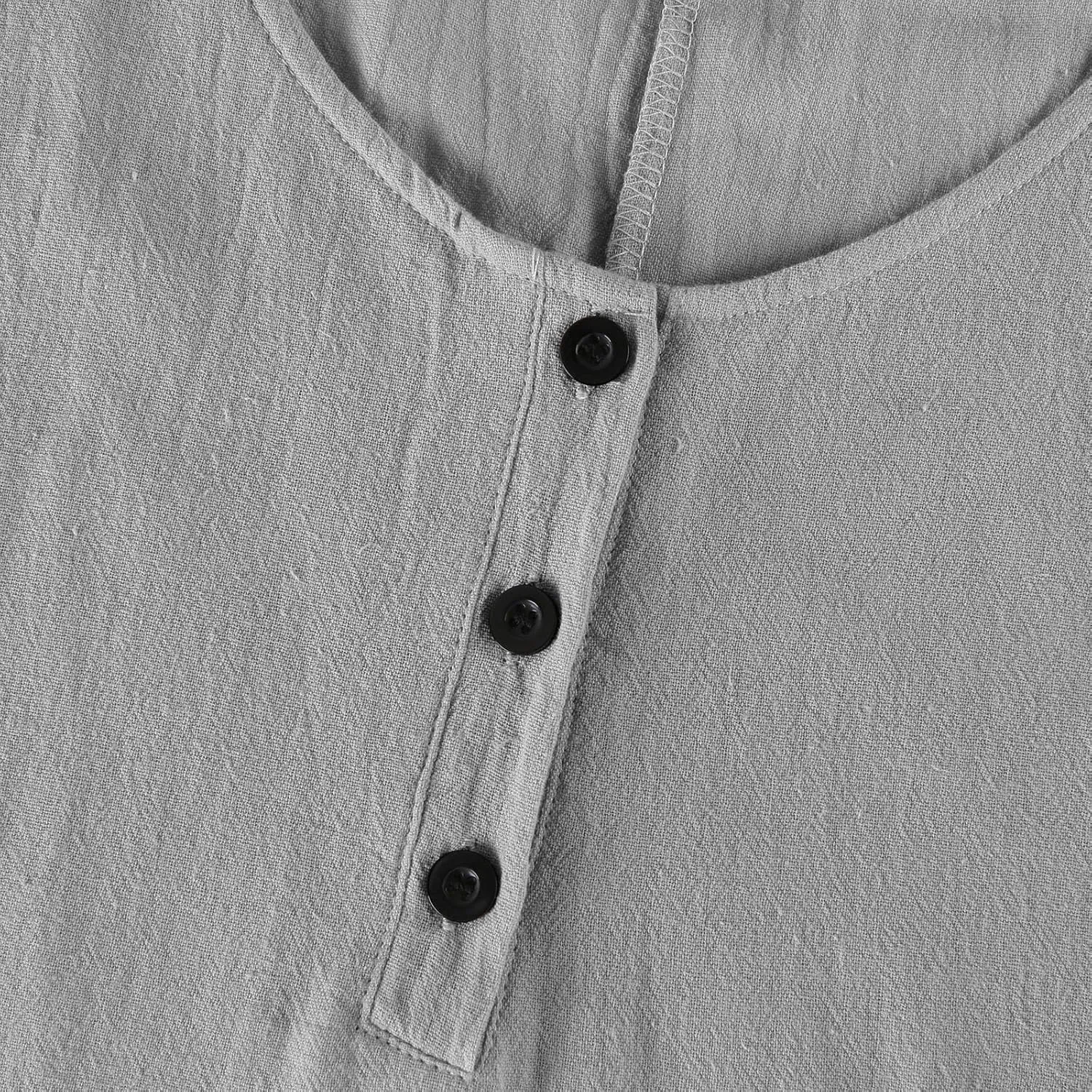 FlekmanArt Summer Cotton Linen Long Dress for Women 2025 Sleeveless Boho Flowy Dresses Plus Size Button V Neck Comfy Dress