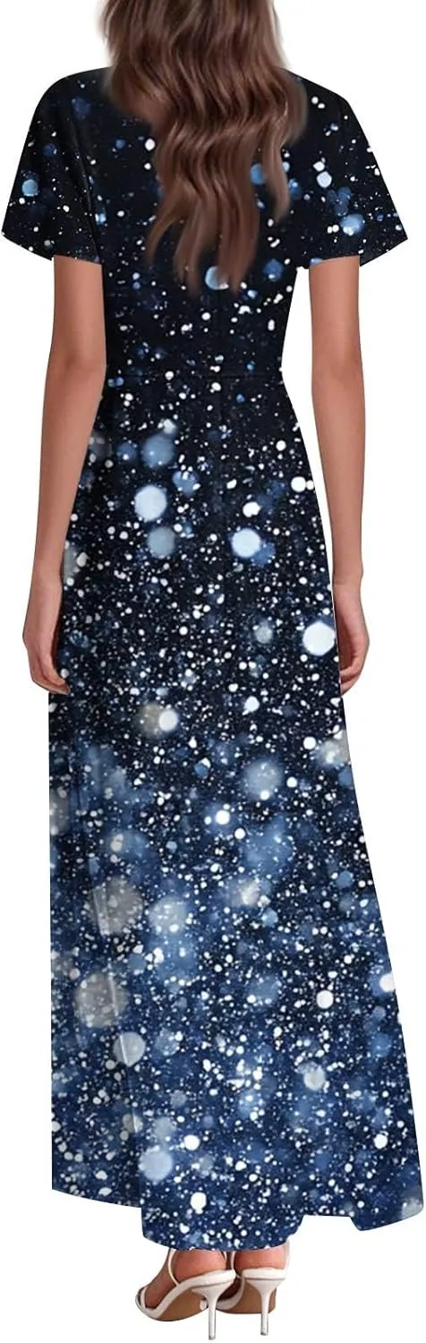 Floral Dresses for Women Classy Resort Casual Tea Party Funny Picnic Short Sleeve Sun Dresses 2025 Vacation with Sleeves