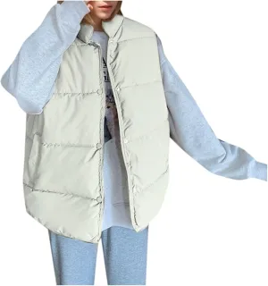 Ladies Lightweight Fall Winter Vest Loose Fit Plus Size Sleeveless Jacket With Stand Collar Winter down Jacket