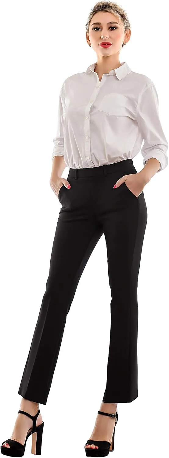 Marycrafts Women's Pull On Stretch Yoga Straight Dress Work Pants 29" /31"/33"