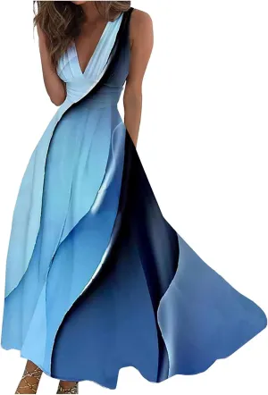 Maxi Dresses for Women 2025 Casual Trendy Summer Dress V Neck Sleeveless Formal Sundresses A Line Flowy Sundress