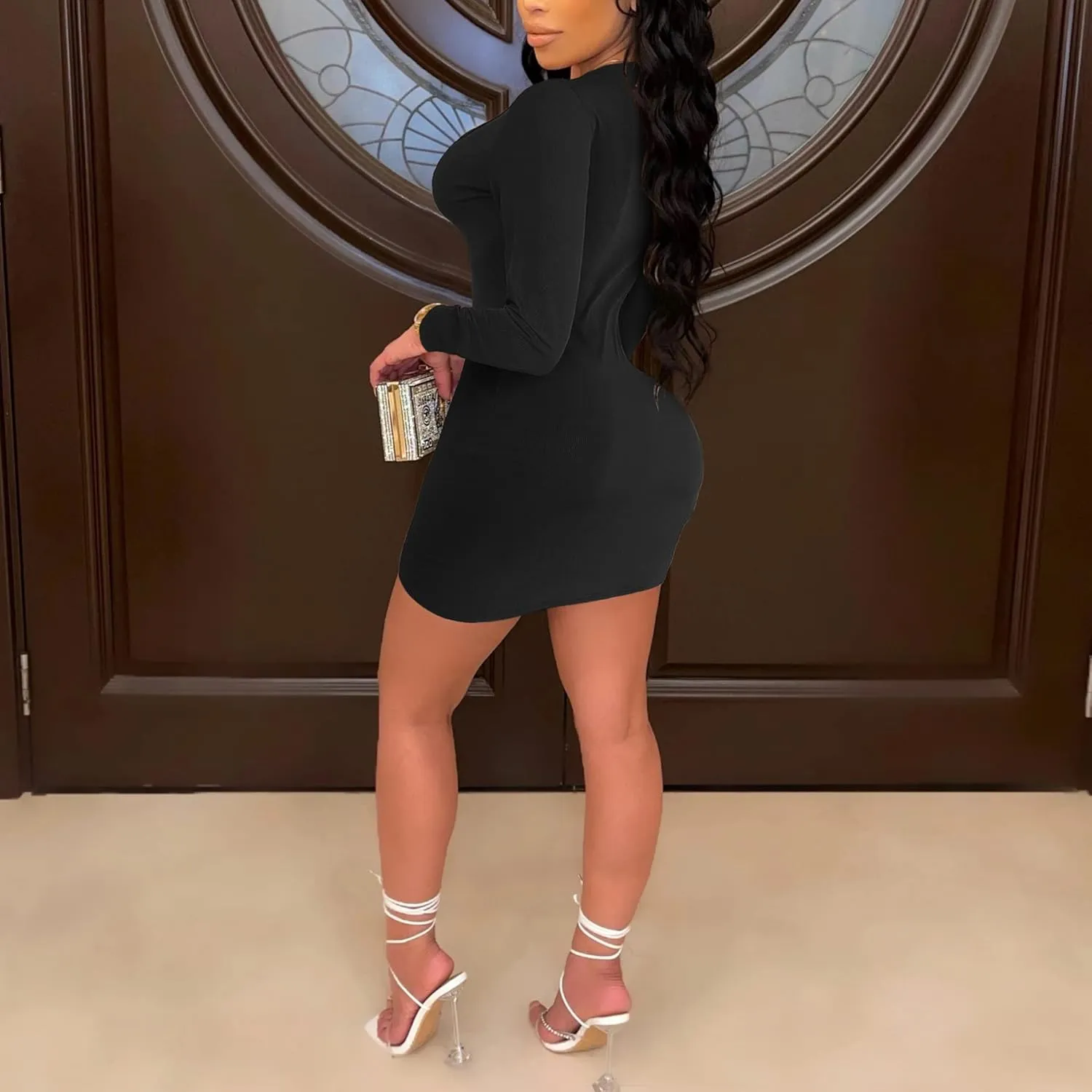 MOEENCN Summer Dresses for Women 2023 Short Sleeve Bodycon Solid Color Sexy Ribbed Mini Dress for Women Party Club