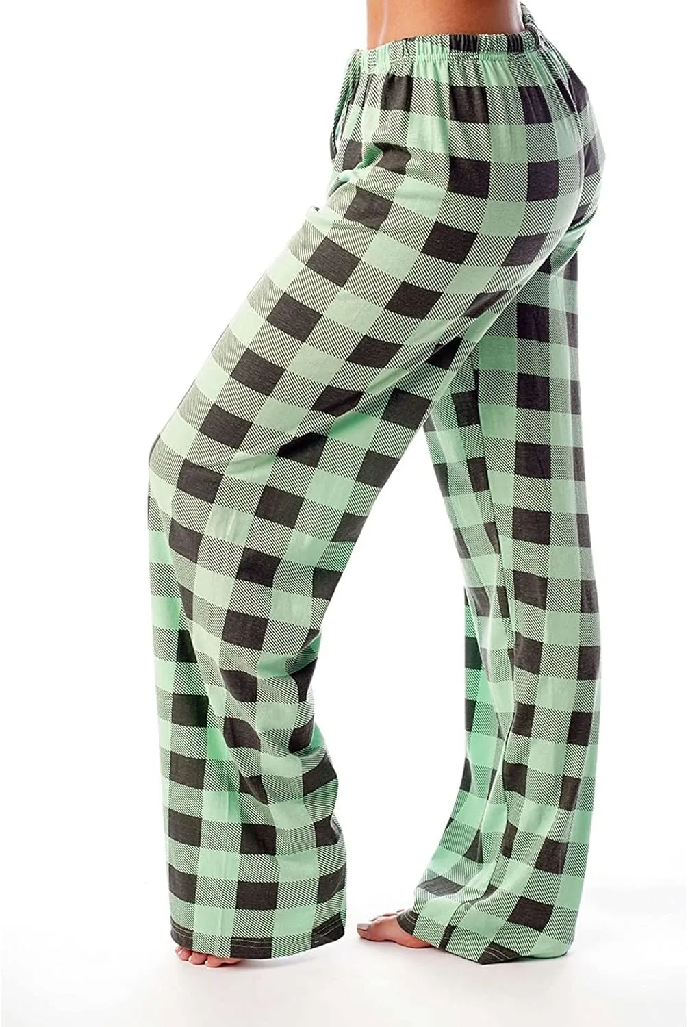 Pajamas Pants for Women 2025 Lounge Cute Plaid Pants Soft Comfy Wide Leg Trousers Sleep Bell Bottom