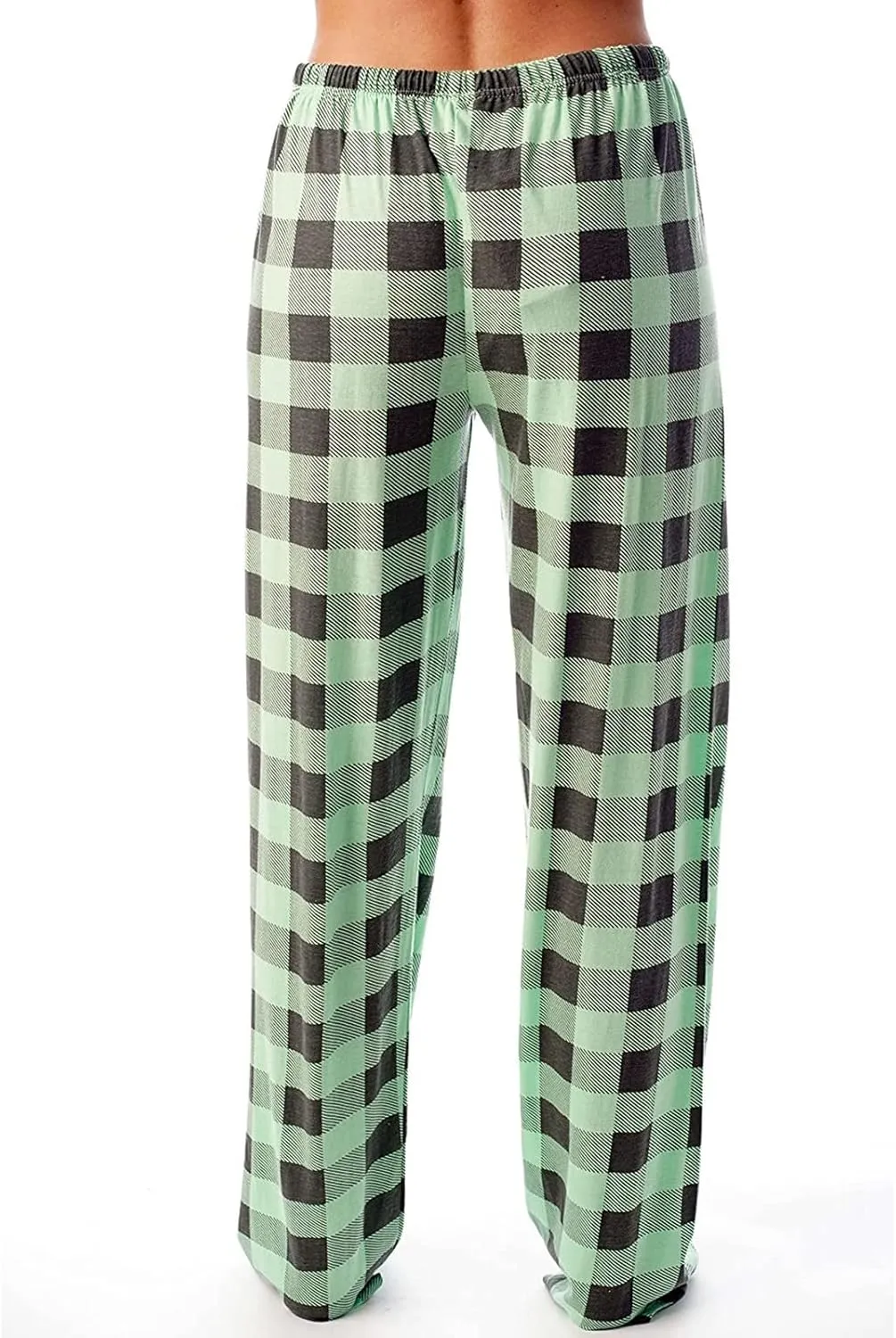 Pajamas Pants for Women 2025 Lounge Cute Plaid Pants Soft Comfy Wide Leg Trousers Sleep Bell Bottom