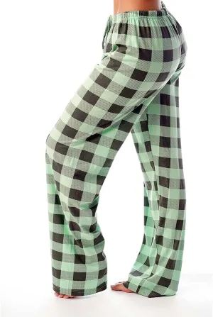 Pajamas Pants for Women 2025 Lounge Cute Plaid Pants Soft Comfy Wide Leg Trousers Sleep Bell Bottom