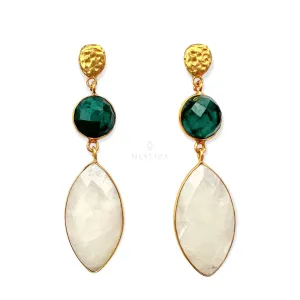 Pendientes con piedras Jaén Verde y Blanco