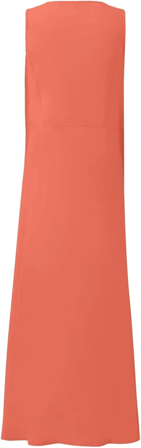 Plus Size Cotton Linen Summer Dresses for Curvy Women 2025 Sleeveless Maxi Vacation Beach Sundresses with Pockets
