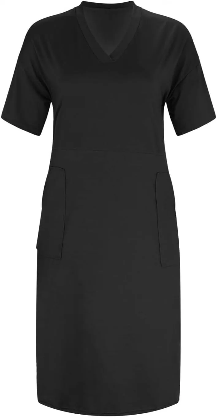 Plus Size Dresses for Curvy Women 2024 Summer Casual Short Sleeve Tshirt Midi Dress with Pockets Beach Vacation Dress