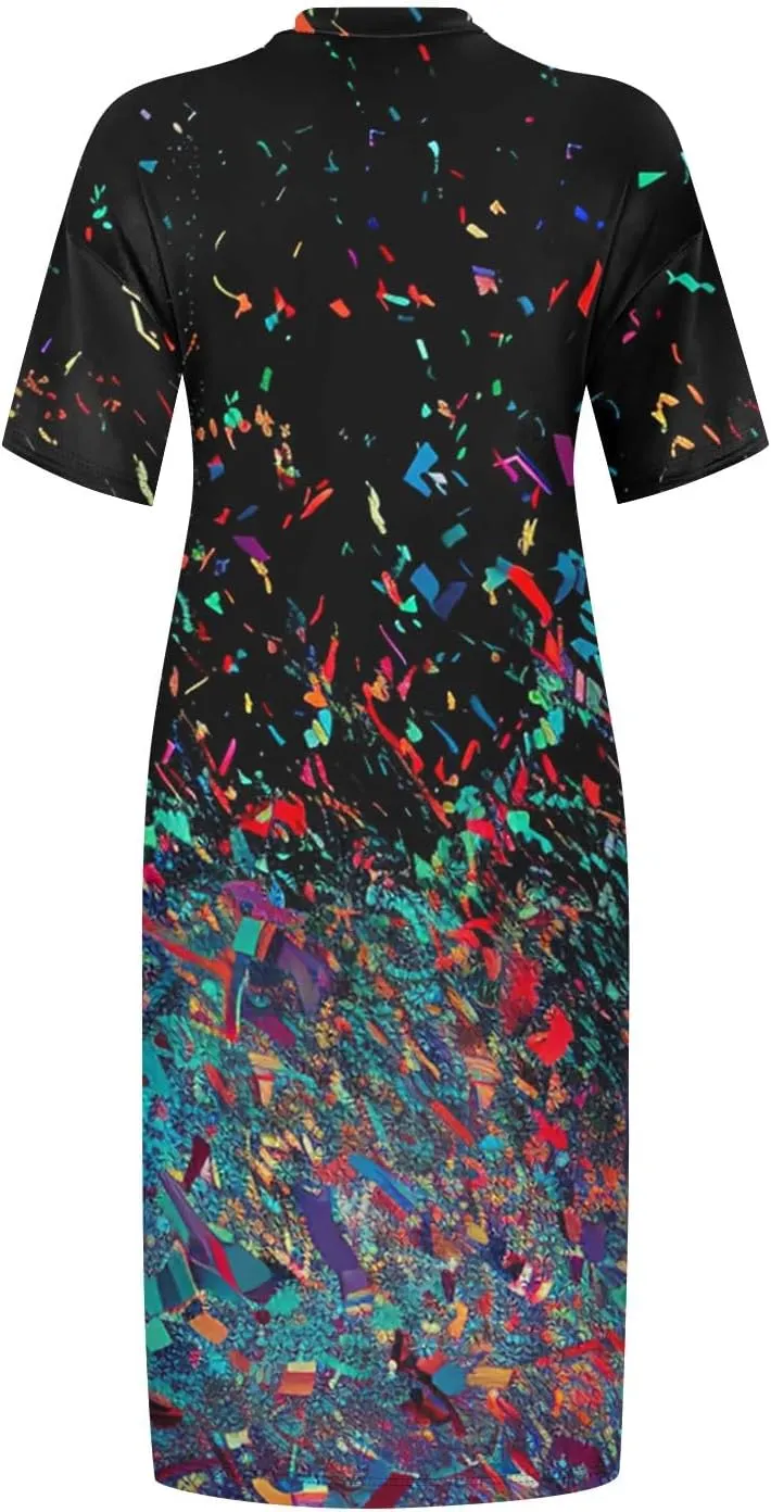 Plus Size Dresses for Curvy Women 2024 Summer Casual Short Sleeve Tshirt Midi Dress with Pockets Beach Vacation Dress