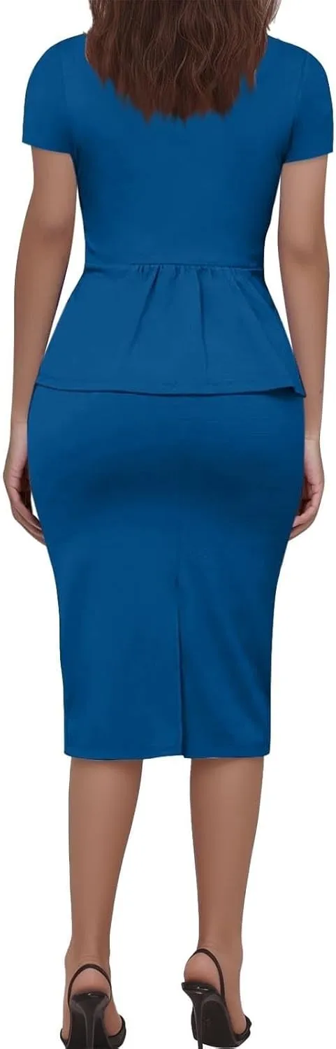Womens 2 Piece Suit Skirt Set Elegant Lady Office Work Blazer and Slim Fit Midi Pencil Skirt Business Casual Outfits