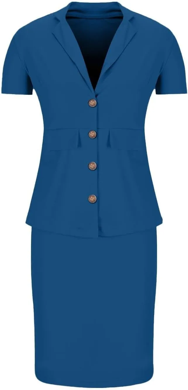 Womens 2 Piece Suit Skirt Set Elegant Lady Office Work Blazer and Slim Fit Midi Pencil Skirt Business Casual Outfits