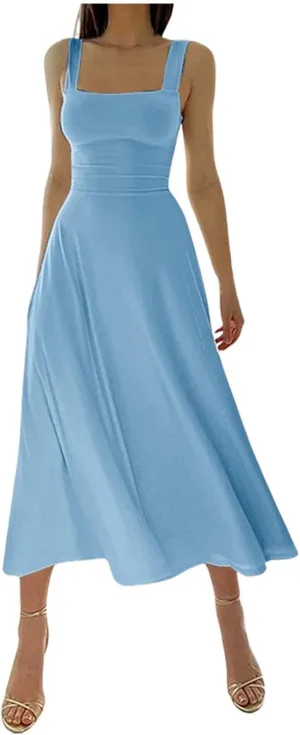 Women's 2025 Summer Casual Maxi Dresses Ribbed Knit Sleeveless Bodycon Elegant Going Out Beach Vacation Clothes