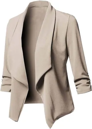 Womens Blazers 3/4 Sleeve Open Front Blazer Business Casual Deconstructed Jackets for Womens Clothes with Plus Size
